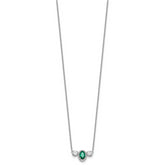 14k White Gold 1 1/8 carat Lab Grown Diamond VS/SI+ G+ and Created Emerald Complete Three Stone 16 inch Necklace